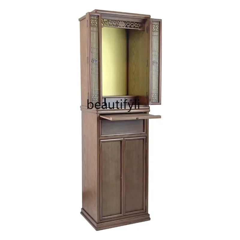 

S New Chinese Style Solid Wood Buddha Cabinet Home Modern Simple and Light Luxury Altar Guanyin Bodhisattva God of Wealth Table