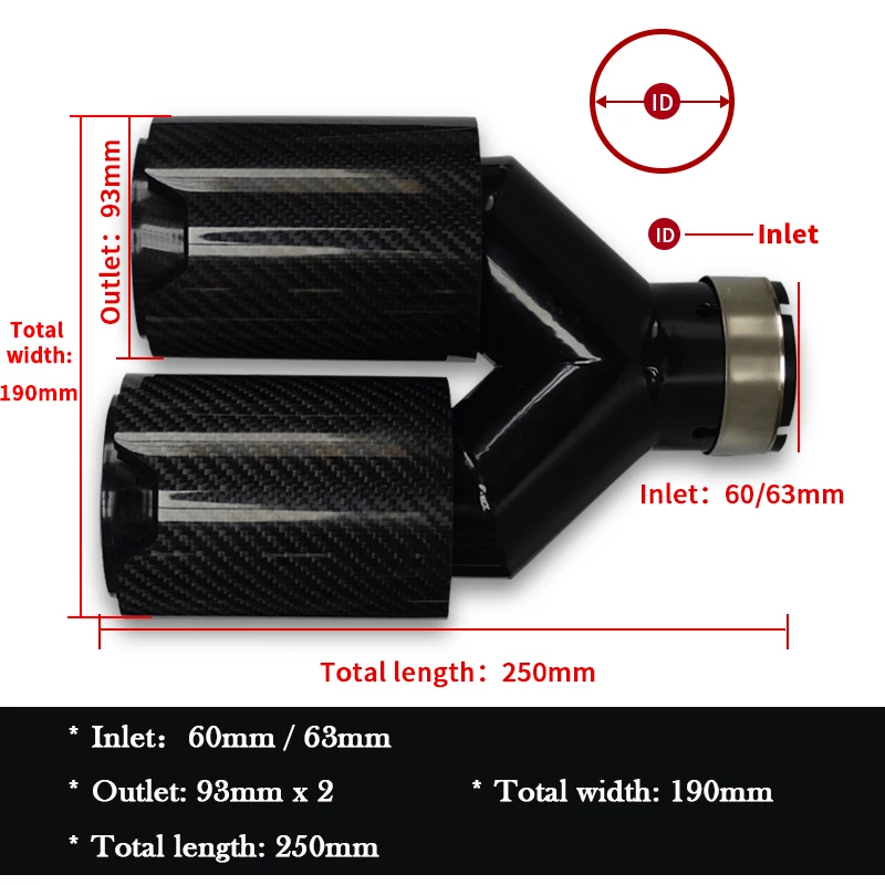 Universal Exhaust Pipe M Performance Dual Carbon Fiber Black Stainless Steel Muffler Tips For BMW Modify