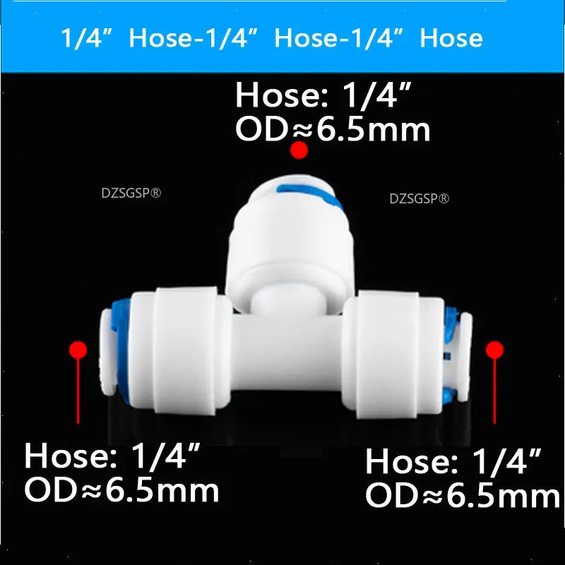 Reverse Osmosis Quick Coupling 1/4 3/8 Hose Connection Tee Y Connector + Way Equal Elbow Straight RO Water Plastic Pipe Fitting