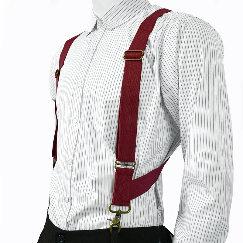 1Pc 3.5cm Wide Men Suspenders 2 Clips Adjustable Elastic Braces for Pants Trousers Business Suit Wedding Formal Wear Accessories