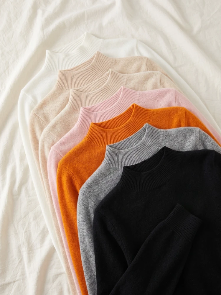 zjaiss 2026 Autumn Winter Casual Versatile Knitwear Solid Mock-neck Sweater For Women Female Clothing Basic Soft Pullover