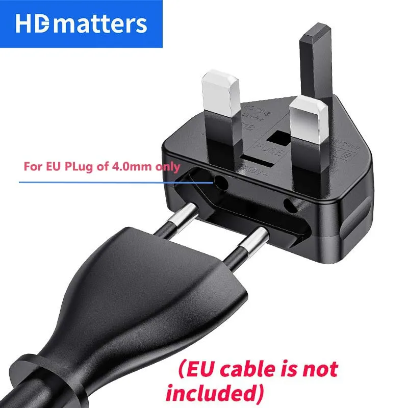 EU to UK power plug converter adapter 2-Prong European Euro EU plug to UK adapter plug 2 pin female round C plug to BS1363 male