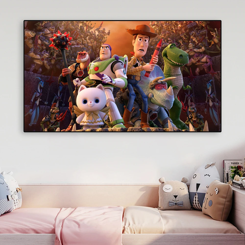 Toy Story 4 Print Disney Movie Poster Motivational Wall Art Woody Buzz Lightyear Picture Canvas Painting Kids Bedroom Decoration