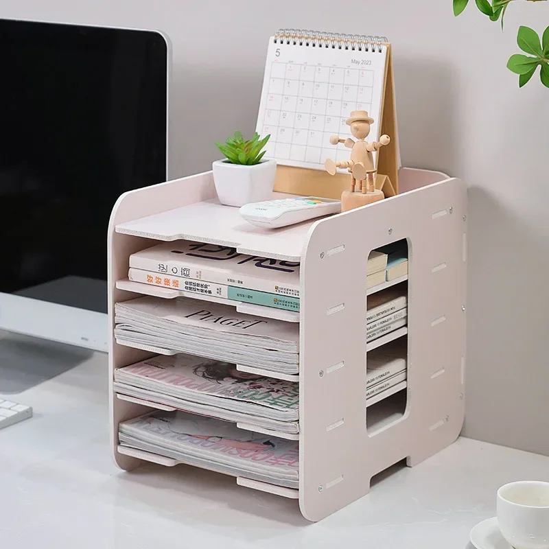 Desktop Bookcase File Holder Data Storage Box Office File Frame Book Stand Bookcase Data Multi-layer FolderShelf Magazine Holder