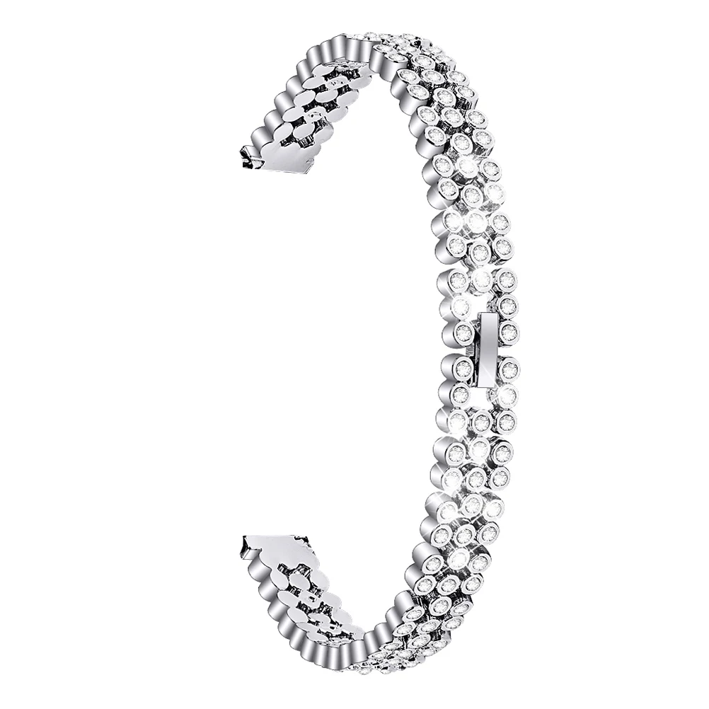 

Stainless Steel Rhinestone Watchband For Women Elegant Replacement Strap Durable Metal Wristband Compatible With Galaxy R370