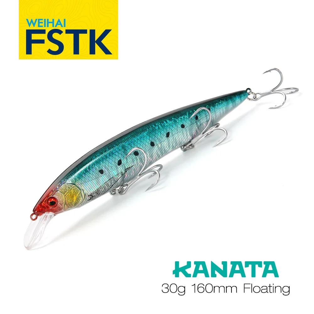 FSTK kanata Jerkbait 160mm 30g  Sinking Minnow Deep Floating Bass Fishing Lure Casting Trolling Tungaten Weight Fishing Lures