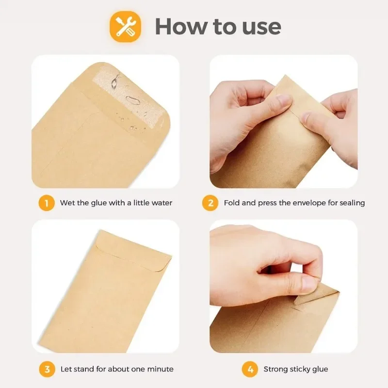 Envelopes de dinheiro marrom auto-vedantes, envelope de dinheiro para festival de ano novo, pequenos malotes de dinheiro kraft para orçamento e presentes com 10 peças