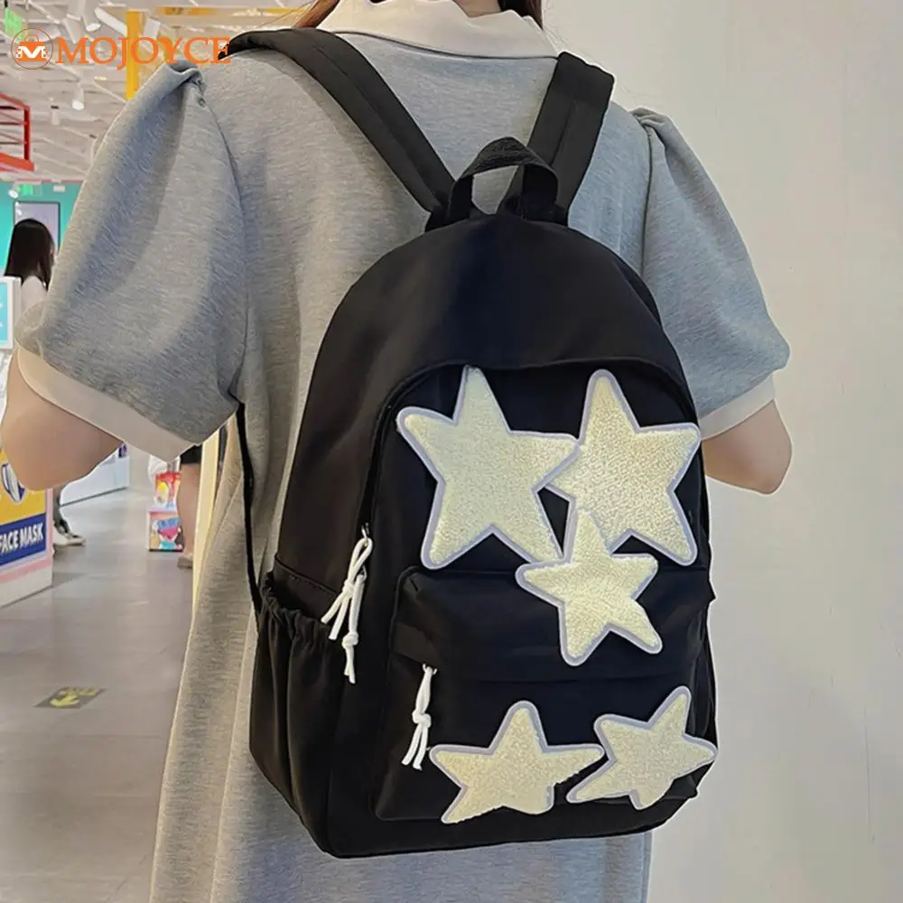 Women\'s Star Embroidered Schoolbag INS College Fashion Bookbag Large Capacity Travel Backpacks Students Cute Knapsack Laptop Bag