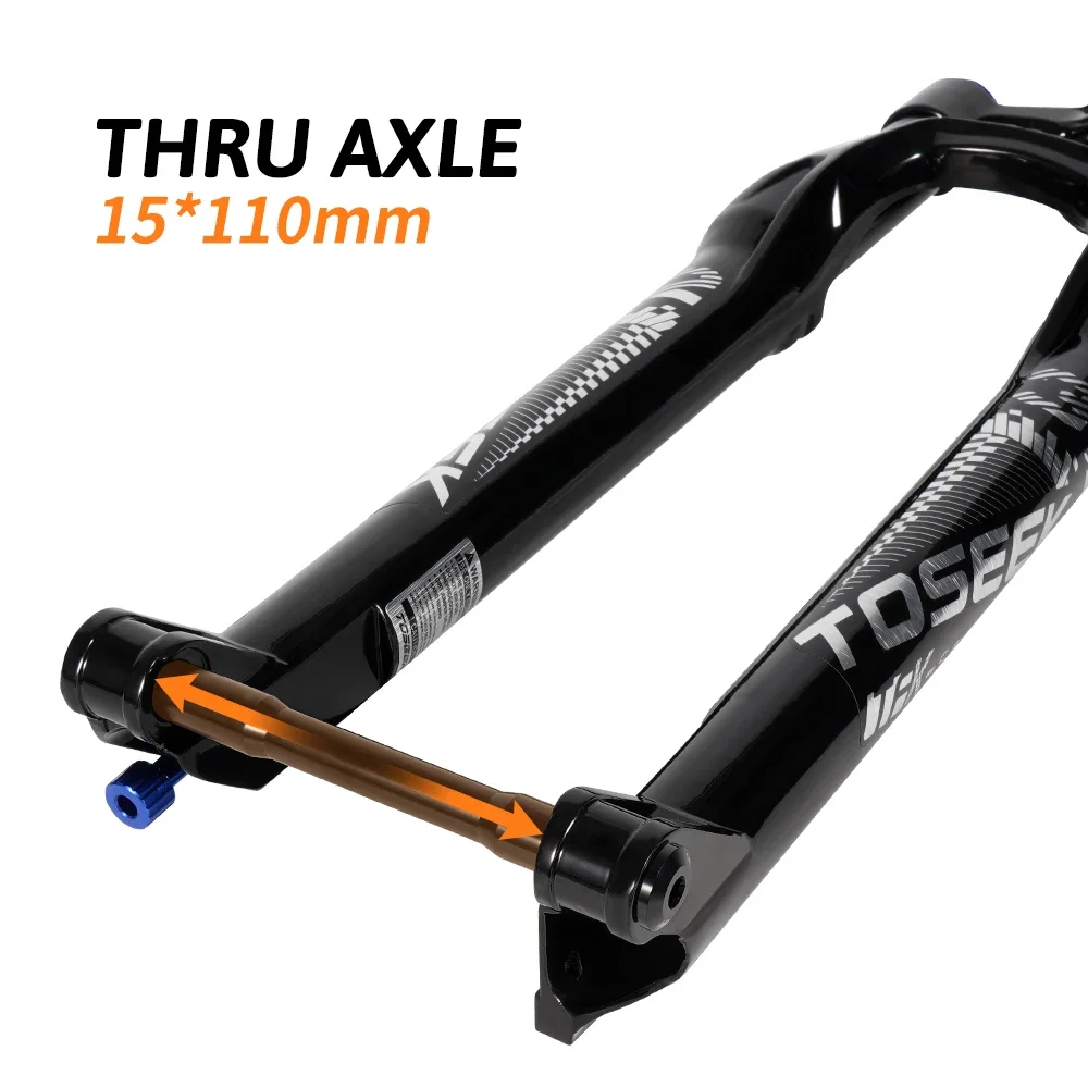 TOSEEK TFK-SA Thru Axle Magnesium Alloy MTB Bicycle Fork 27.5/ 29er Inch Mountain Bike RL120mm Air Suspension Fork