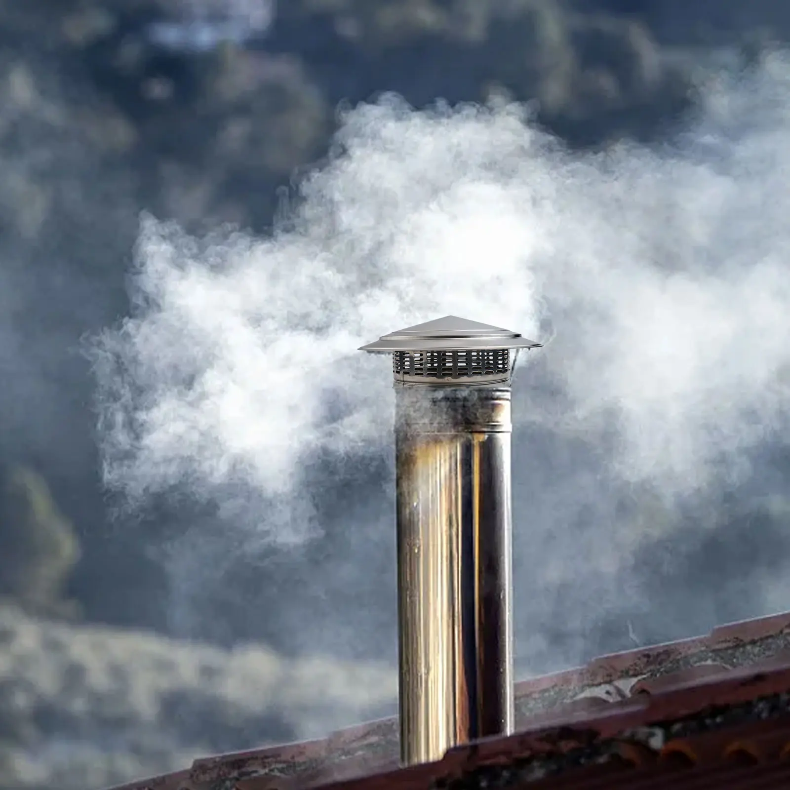 

Крышка дымохода Дождевик Дымоход Конструкция в виде зонтика Погодной барьер Нержавеющая сталь 304 Простая установка Защита от мусора