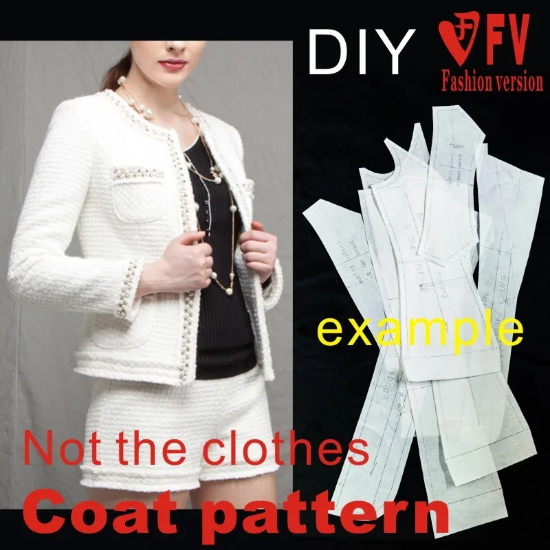 Ladies' long-sleeve short jacket garment cutting structure drawing 1:1 physical pattern BWT-33