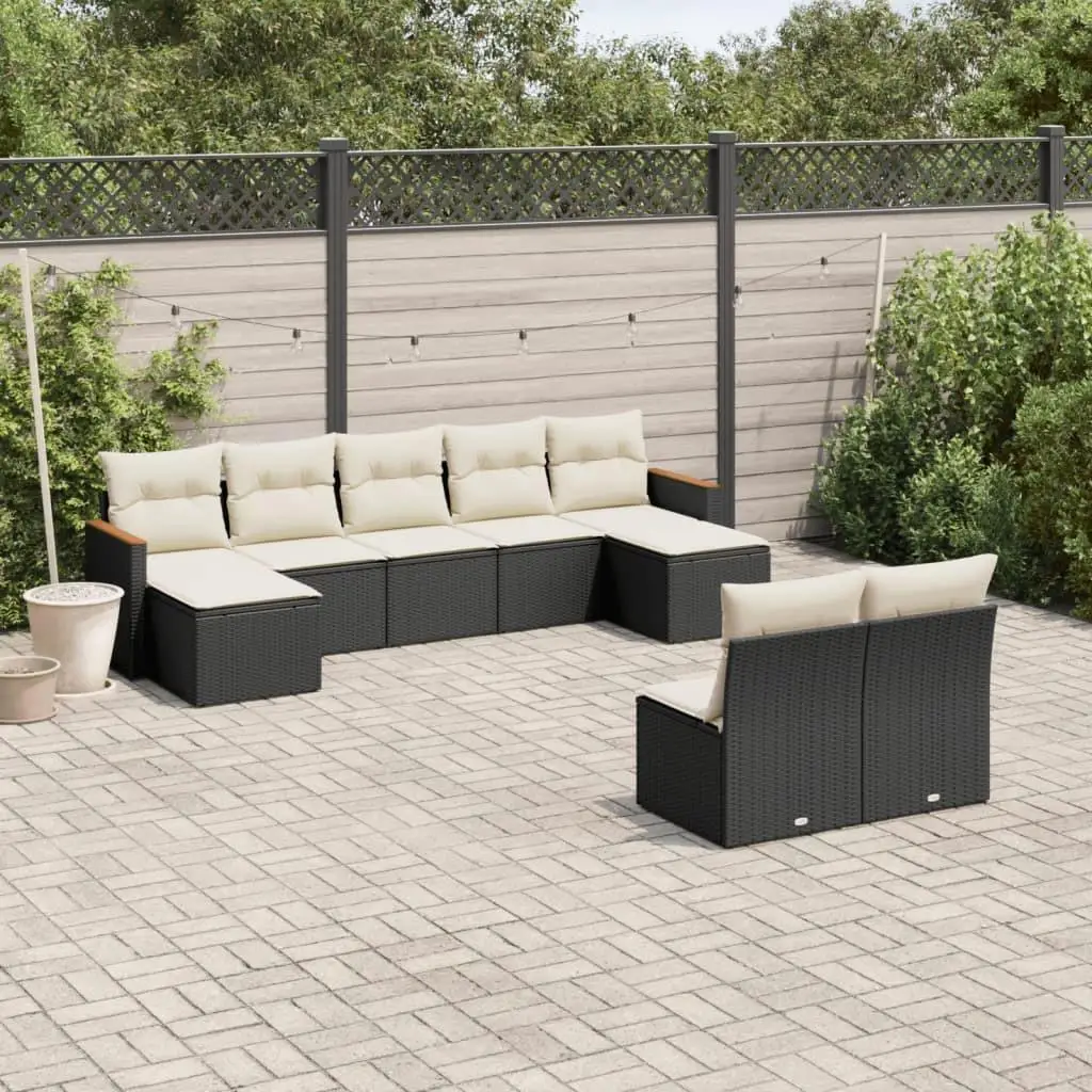 

Spacious Black PE Rattan Garden Sofa Set with Removable Covers Outdoor Furniture