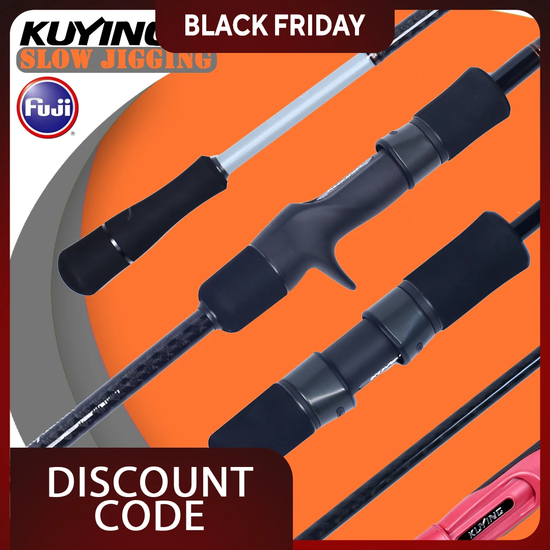 

KUYING VITAMIN Carbon Jigging Rod | 6'4" Length, 30-350g Lure Weight | Light Slow Action for Jigging & Bait Fishing | FUJI Parts