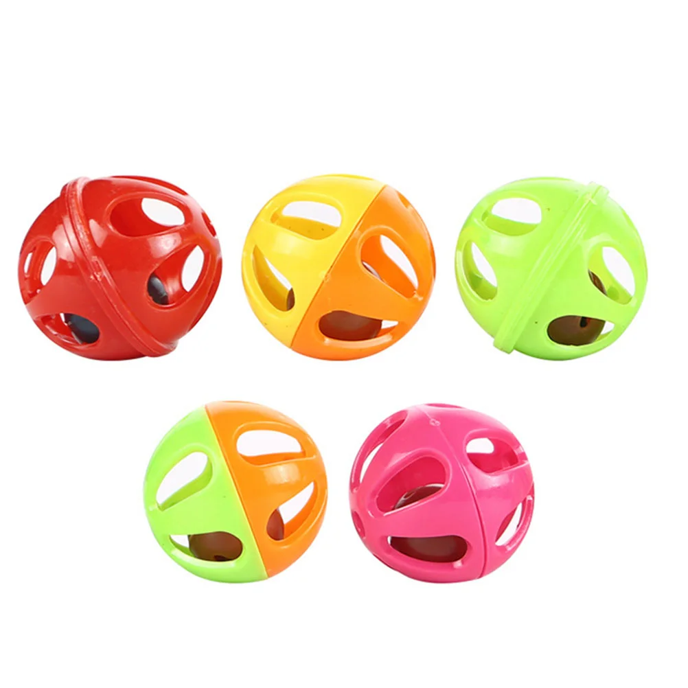 

50pcs Funny Cat Hollow-out Ball Cat Ballss Cat Playing Teaser Creative 2 Colors Bell Ball Cat Balls (Random Color)