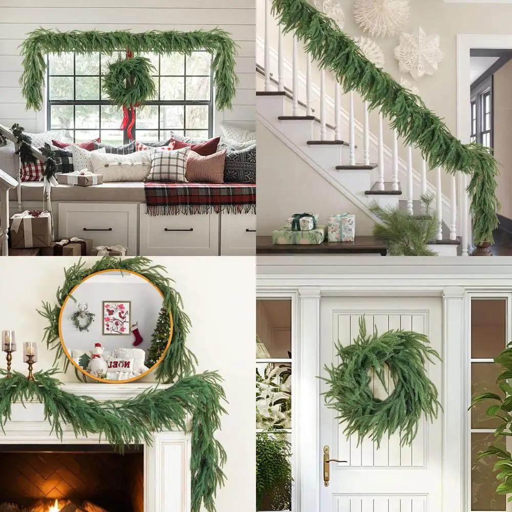 

9-Foot Dual Artificial Norfolk Pine Christmas Garlands for Elegant Holiday Decor