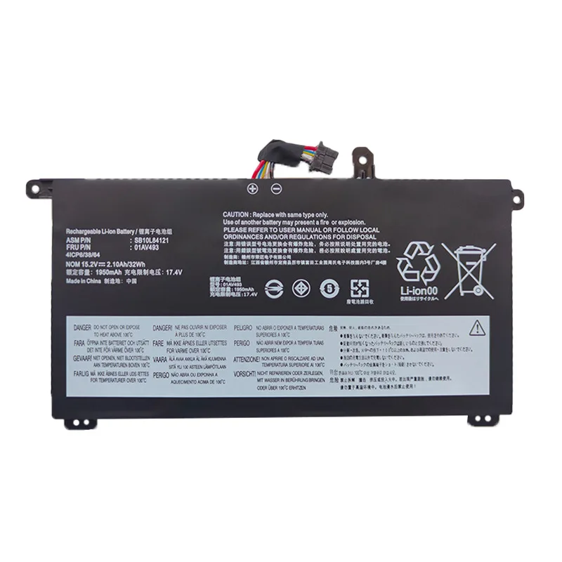 15.2V 32WH 2100mAh 01AV493 Laptop Battery For Lenovo ThinkPad T570 T580 P52S P51S Series SB10L84121 00UR892 00UR890 00UR891