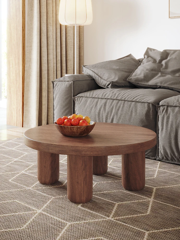 

Круглый журнальный столик, скандинавский эркерный столик, Маленький журнальный столик, японский стиль ваби-Саби, оригинальный журнальный столик из массива дерева