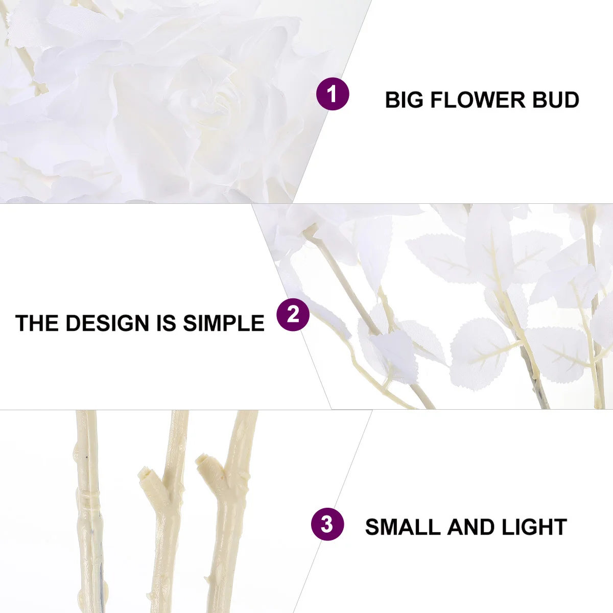 

3pcs Artificial Flower Stems Simulation Rose Decor Home Wedding Party Garden Decoration Halloween Prop Layout Supplies