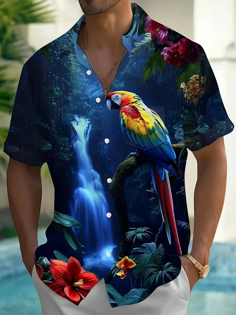 Outdoor Summer Men's Lapel Shirt Beach Style Casual 3D Printed Pattern Large OverSize Loose Men's Clothing Shirt Breathable tops