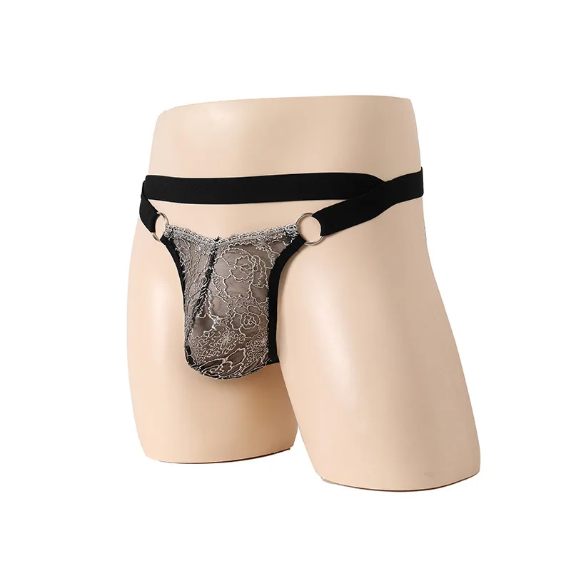 سيسي الحقيبة g-سلسلة الرجال الملابس الداخلية الدانتيل انظر من خلال حزام رياضي ثونغ مثلي الجنس الجوف الظهر الملابس الداخلية منخفضة الخصر سراويل كروسدرينج