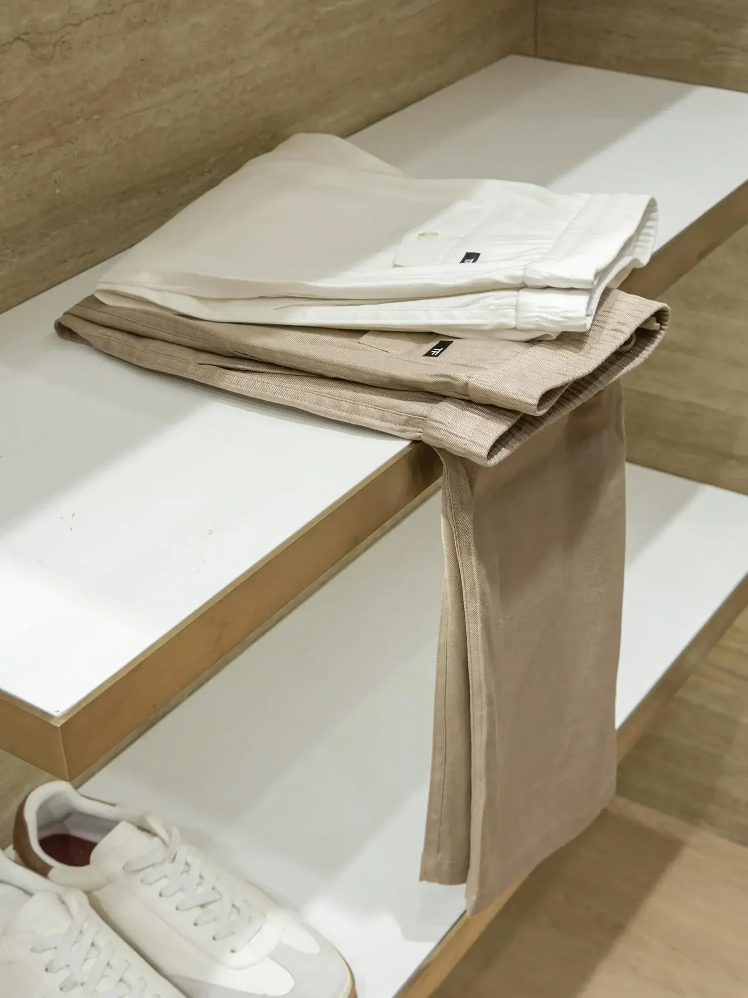 

Rain and dew linen blend natural and comfortable drape men's elastic waist straight-leg pants