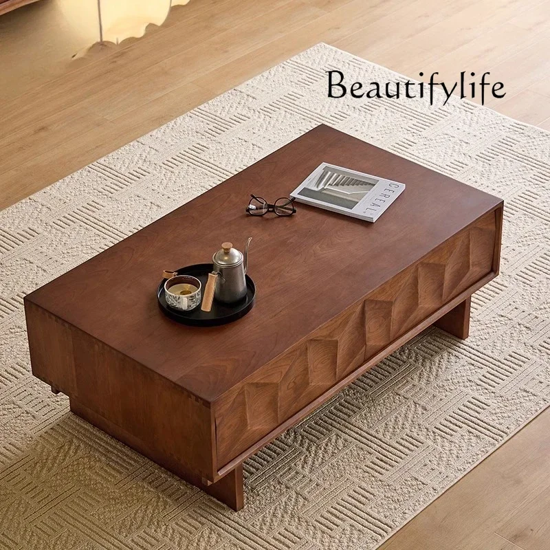 

Cherry wood all solid wood French retro style carved coffee table living room home medieval rectangular tea table