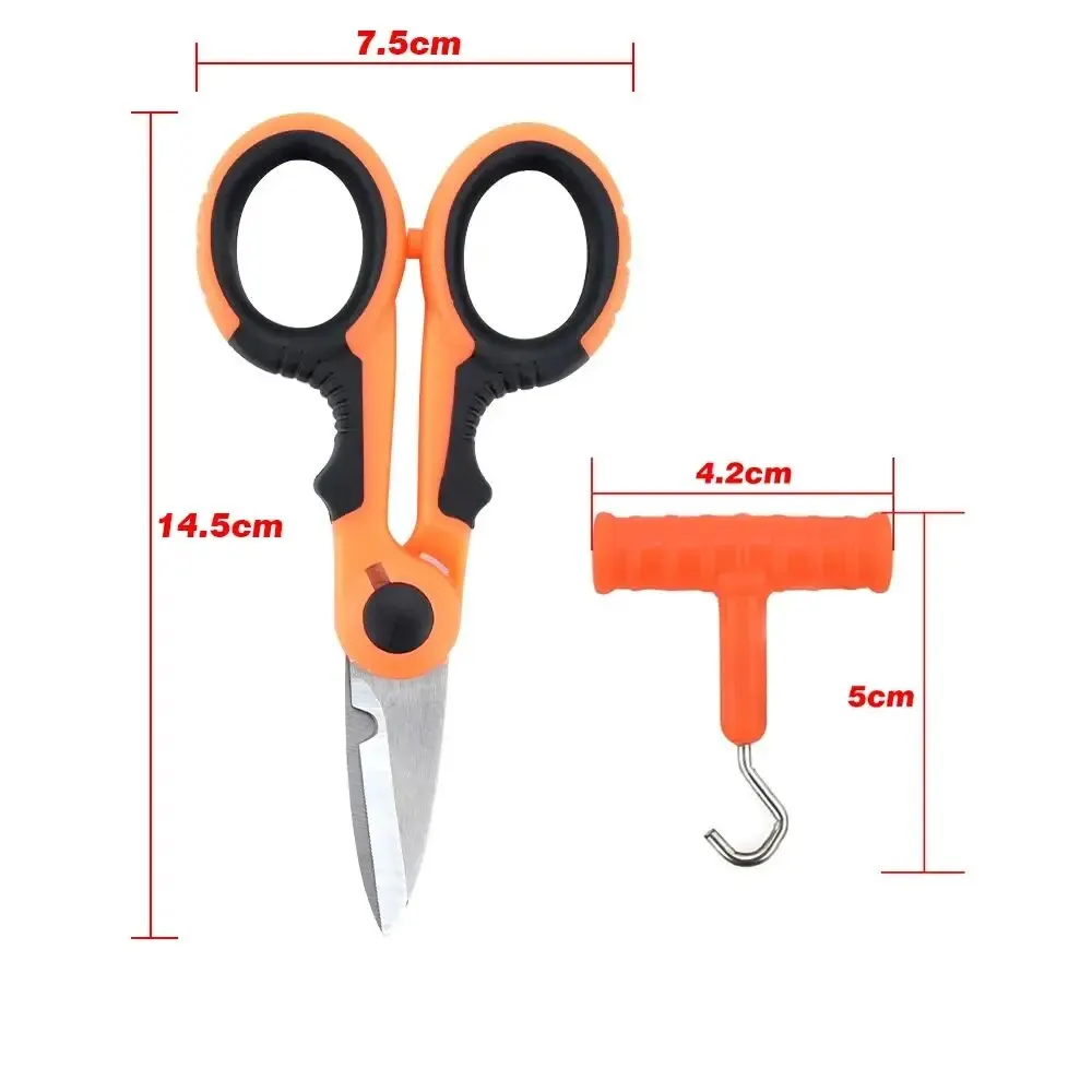 Hirisi Stainless Steel Fishing Scissor Accessories Portable Scissors Plier Cut PE Braid Line with Puller Tool Fishing Tool