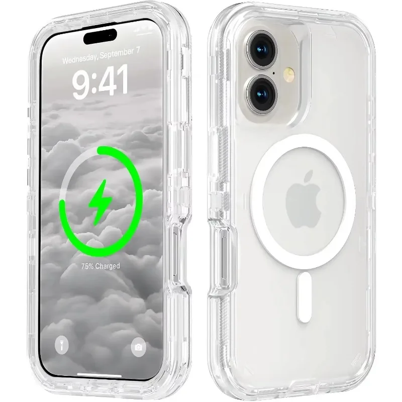 Heavy Duty Otter Armor Box Defender Case for Iphone 16 Pro Max 15 14 13 12 11 Transparent Wireless Charger Protection Cover