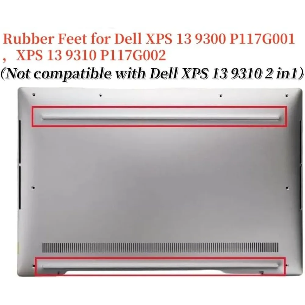 2PCS Laptop Rubber Feet for Dell XPS 13 9310 9300 Bottom Cover Nonskid Silicone Bumper Foot Strip White (Not XPS 9310 2in1)