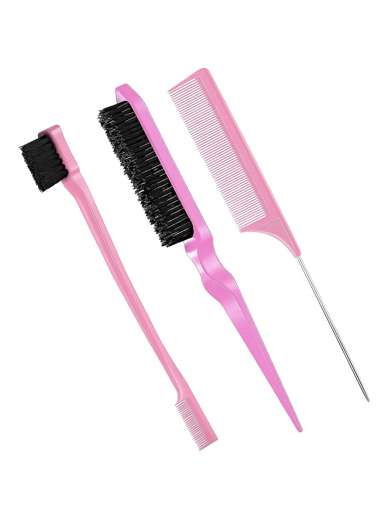 3pcs styling comb set with triple tear hair brush mouse tail comb edge brush,salon hair styling tool Special for real hair wigs