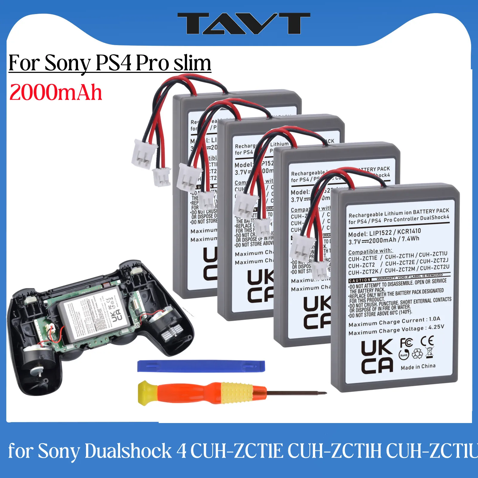 For SONY PS4 PS4 Pro Slim LIP1522 Dualshock 4 V2 V1 Wireless Controller Playstation GamePad 2000mAh KCR1410 Replace Battery