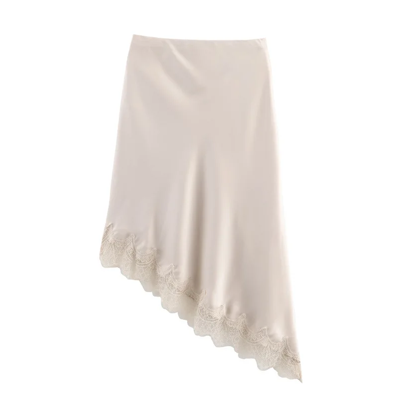 Tossy White Lace Patchwork Long Skirt For Women Slim High Waist Elegant Commute Printed Party Looks Clothes Female Maxi Skirts