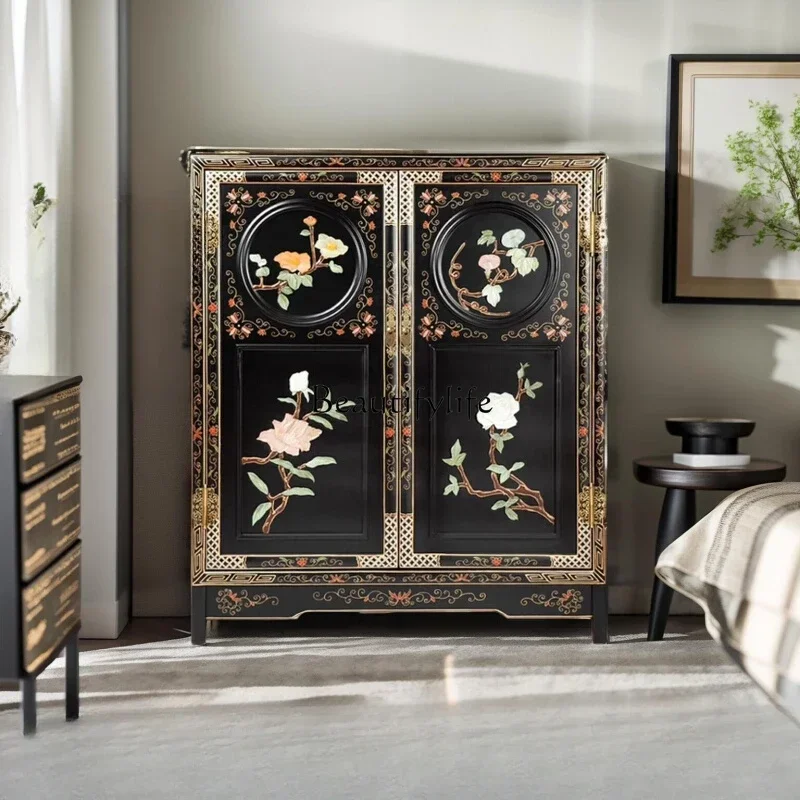 

LJY*Traditional Classical Antique Reproduction Furniture Black Rosewood Small Cabinet Entrance Cabinet