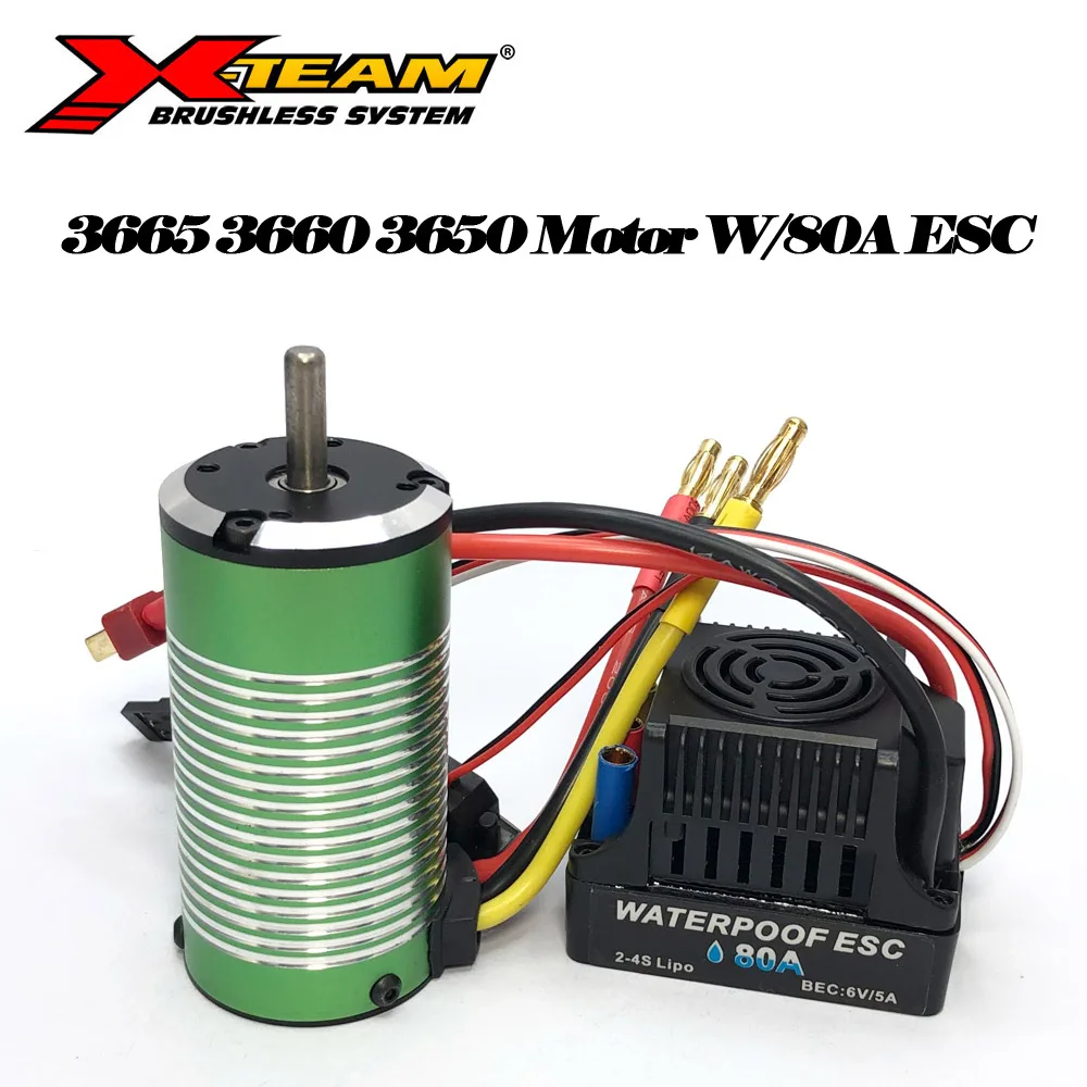 X-Team Waterproof 3665 3660 3650 5400KV 4550KV Brushless Motor 80A ESC for Wltoys Buggy Monster Truck TRX4 1/10 1/12 RC Car