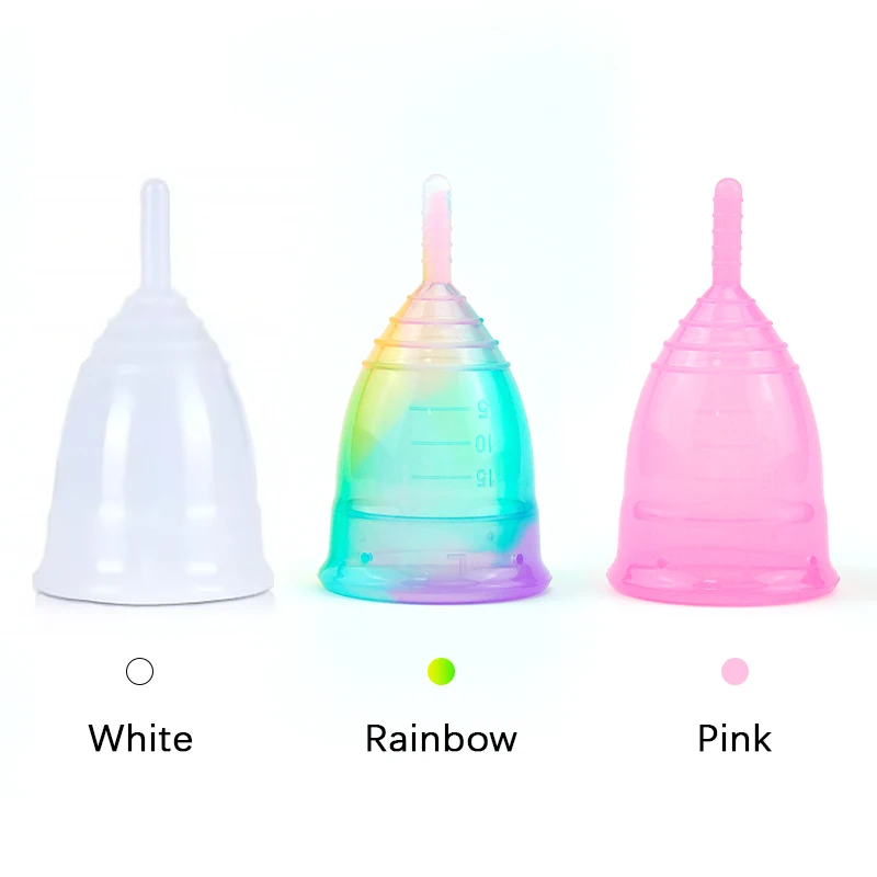 Portable Menstrual Cup Rainbow Medical Silicone Leak-proof Lady Women Reusable Period Cup Colorful coletor copa menstrual