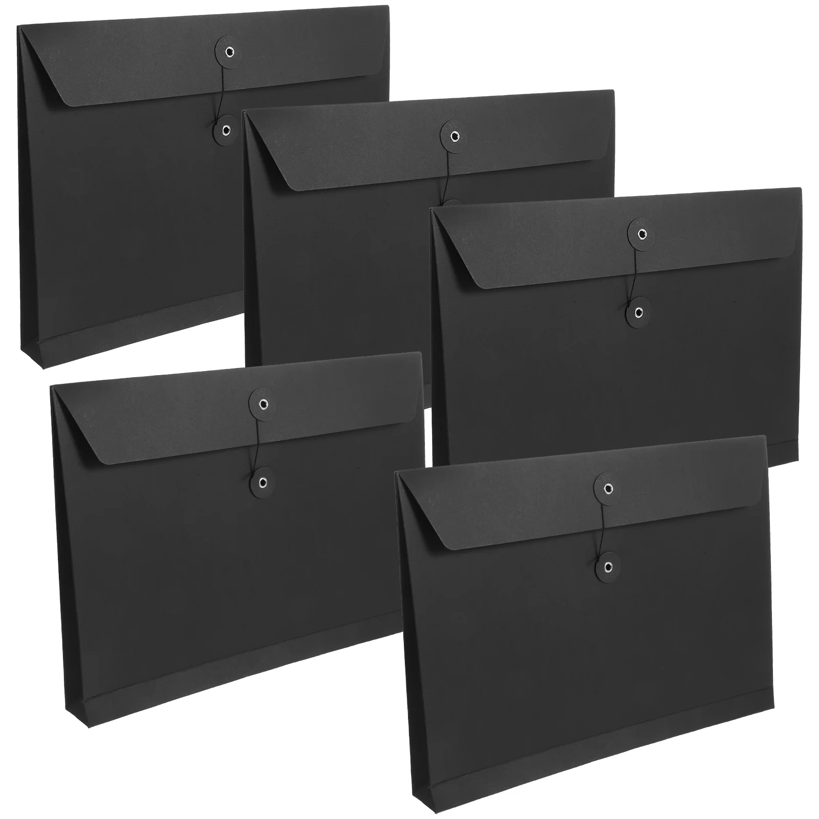 5 Pcs A4 Kraft Paper File Bags 34x25x4cm 250g Stock String Closure Document Storage ganizers Practical Large Size