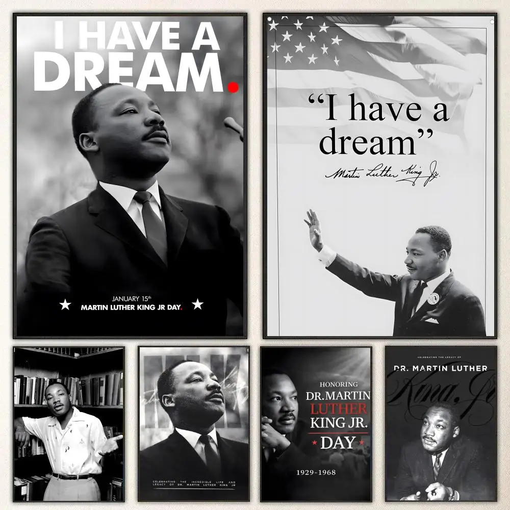 Historical Figure Martin Luther King Poster Self-adhesive Art Waterproof Paper Sticker Coffee House Bar Room Wall Decor