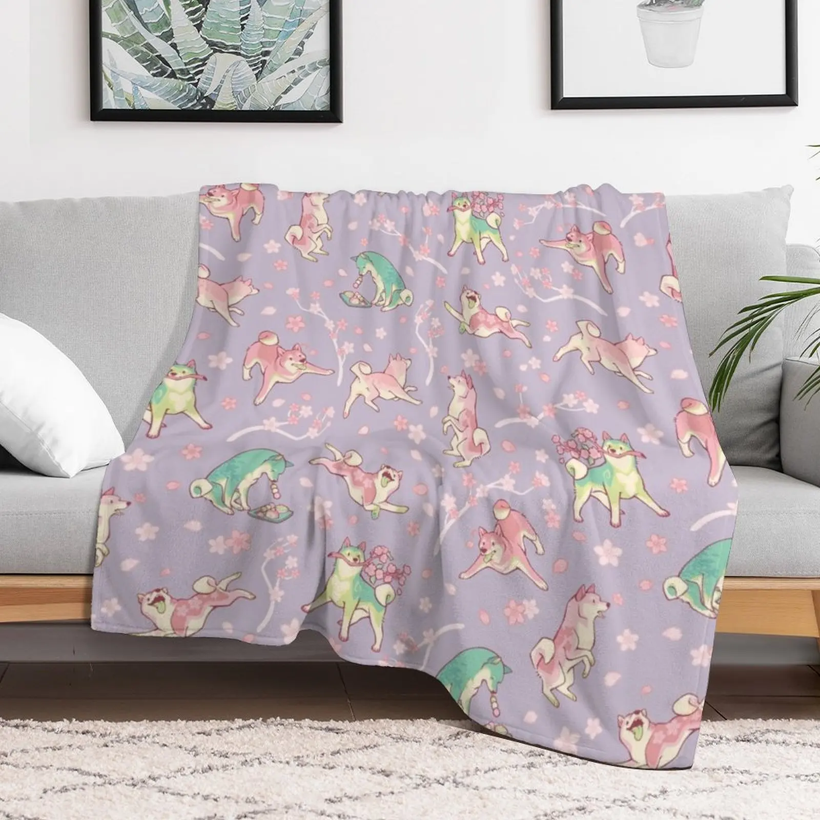 Shibakura & Matchinu in taro Throw Blanket Retros funny gift Baby blankets and throws Blankets