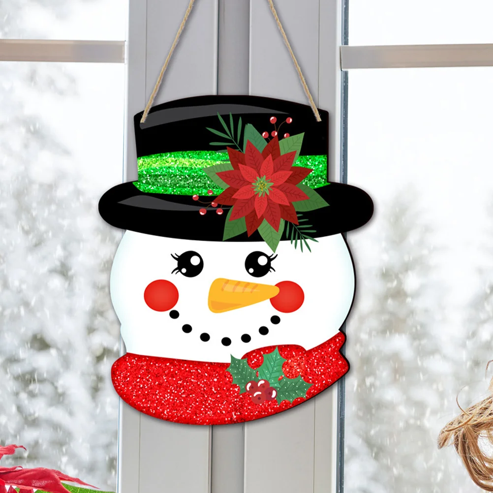 

Christmas Wooden Door Sign Snowman Style Hanging Plaque Xmas Ornament Front Door Decor Holiday Wall Decoration