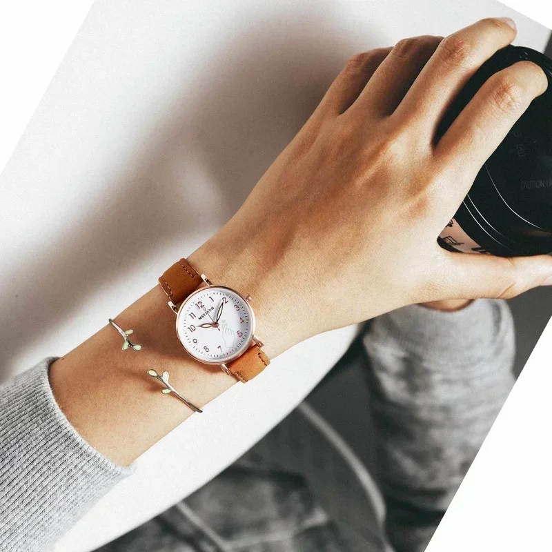 Luminous Watch Night Glowing Women Cute Leather Watches Simple Small Dial Quartz Clock Watch Wrist For Girls