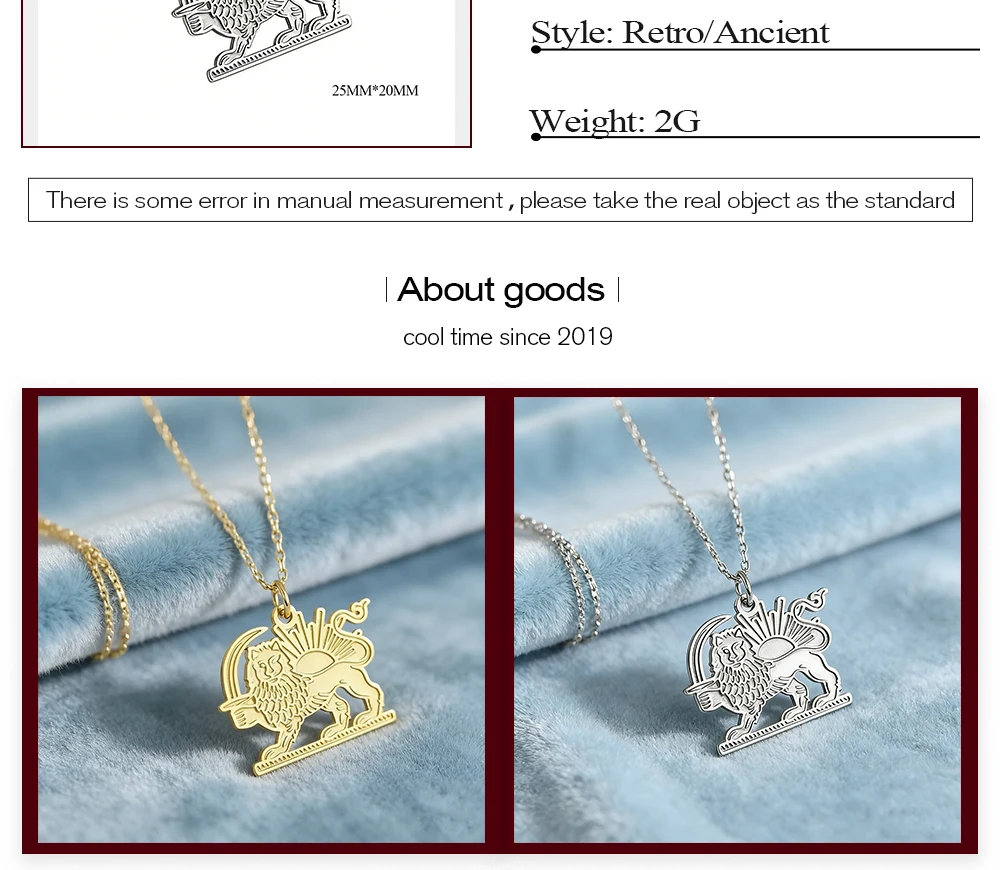 COOLTIME Edelstahl Shir o Khorshid Anhänger Halskette Iran Persischer Löwe und Sonne Schmuck 2026 Neuer Trendiger Geschenkartikel für Männer und Frauen – Detail 5