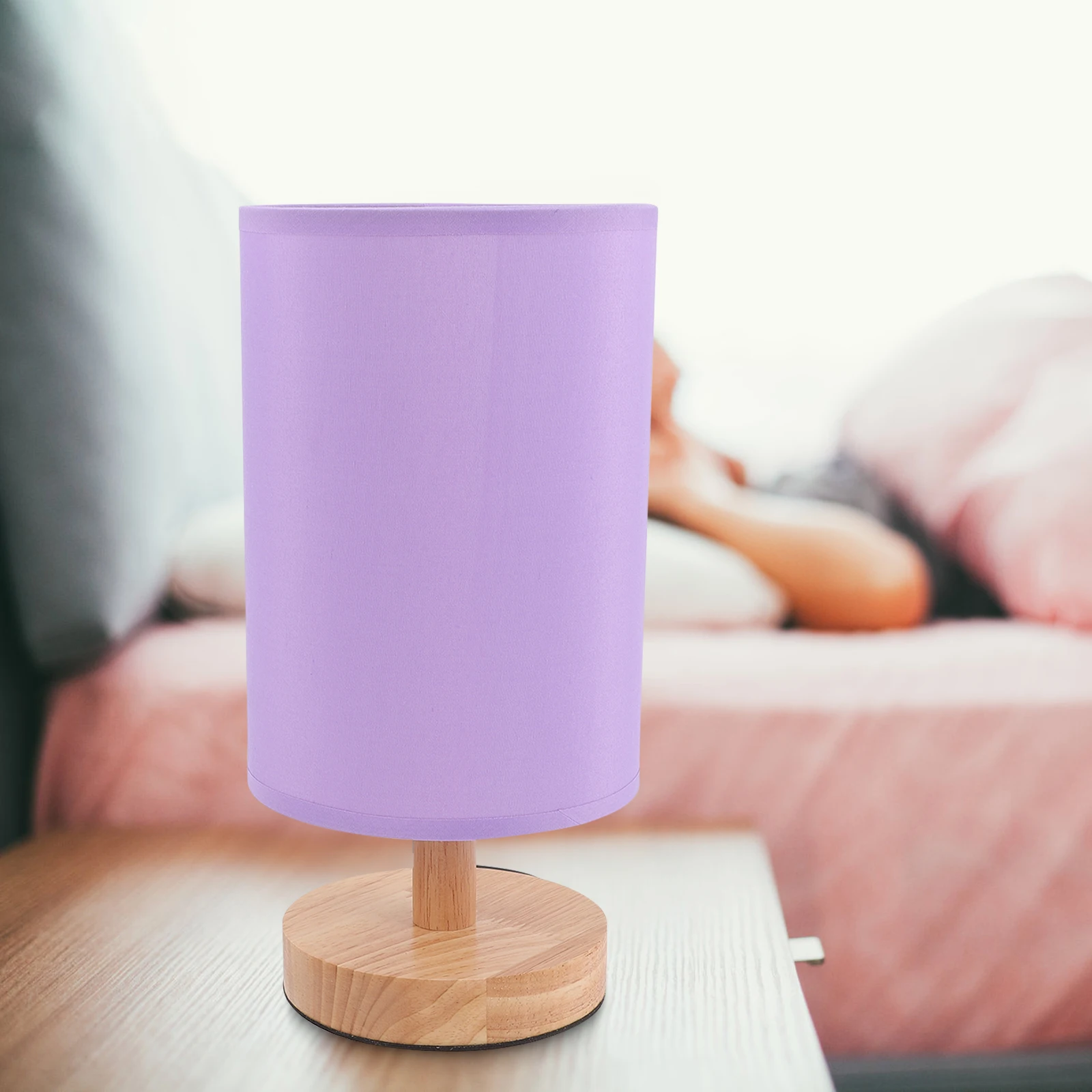 

Modern Wooden Cloth Night Light For Home Decoration Small Desk Lamp Us Plug Led Desktop Lamp Bedroom Living Room Decorative