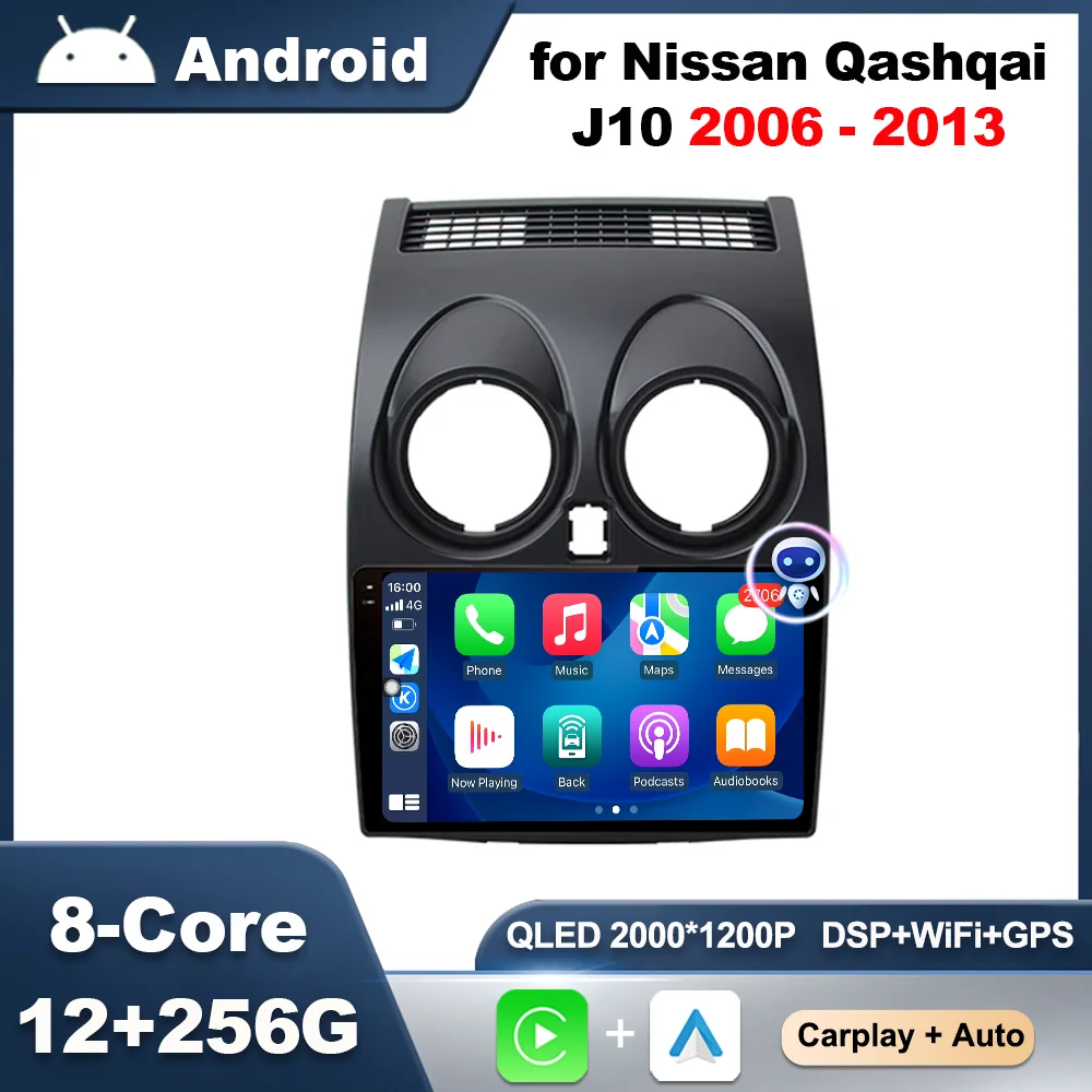 9 pollici autoradio Audio lettore multimediale navigazione GPS per Nissan Qashqai J10 2006 2007 2008 - 2013 sistema intelligente Android