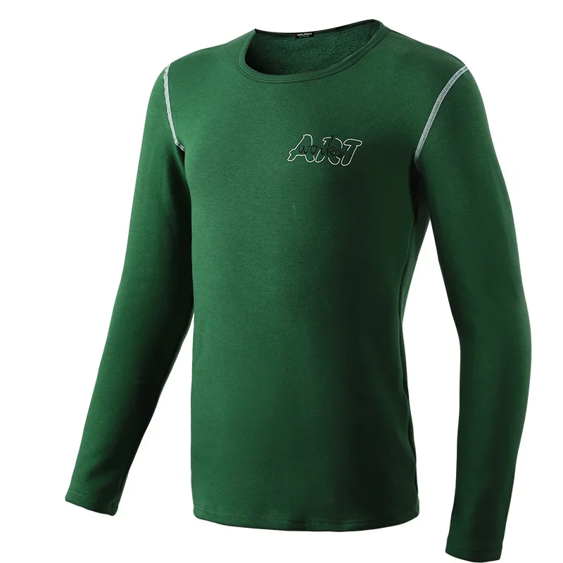 Autumn and winter men's thick and fleece round neck tight youth cotton sweater autumn winter protective underwear single base sh