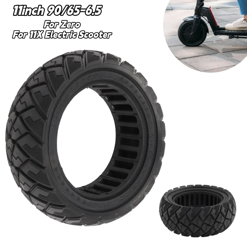 Image of 11-Zoll-Scooter-Reifen 90/65-6.5 Rutschfester Gummi-Offroad-Vollreifen für Zero 11X Elektroroller Ersatzteile