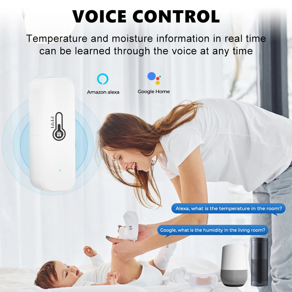 Tuya Zigbee/WiFi Temperature Humidity Sensor Home Connected Thermometer Compatible With Smart Life Alexa Google Assistant