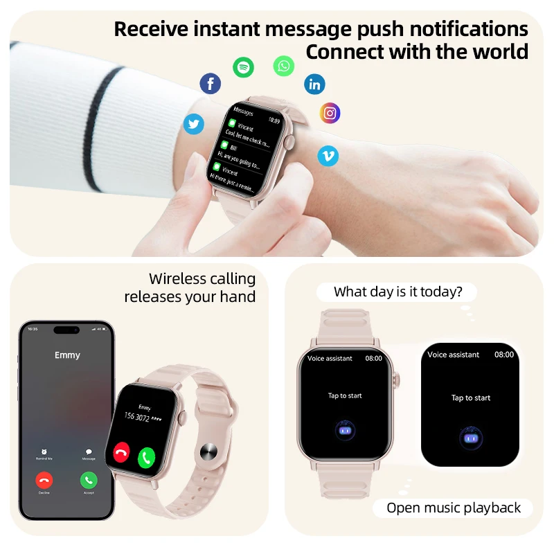 LIGE Fashion 1.83” HD Full Touch Screen Smart Watch Women Voice Assistant Bluetooth Call Men's Watches Health Monitor Smartwatch