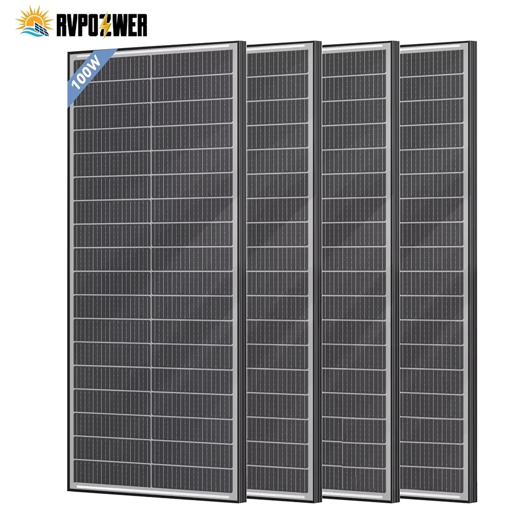RVPOZWER 400W/200W/100W 12V Doppelseitige Solarmodule Monokristallin 25,5% Hocheffizienz 18BB-Zellen PV-Stromerzeugung für Hausdach Camping
