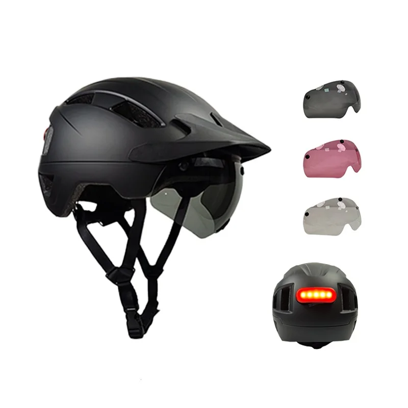 Direct Sale CE Cycle Helmet Ebike With Magnetic Len And Knob Len Removeable Adult Bicycle Helmet Light LED Rechargeable