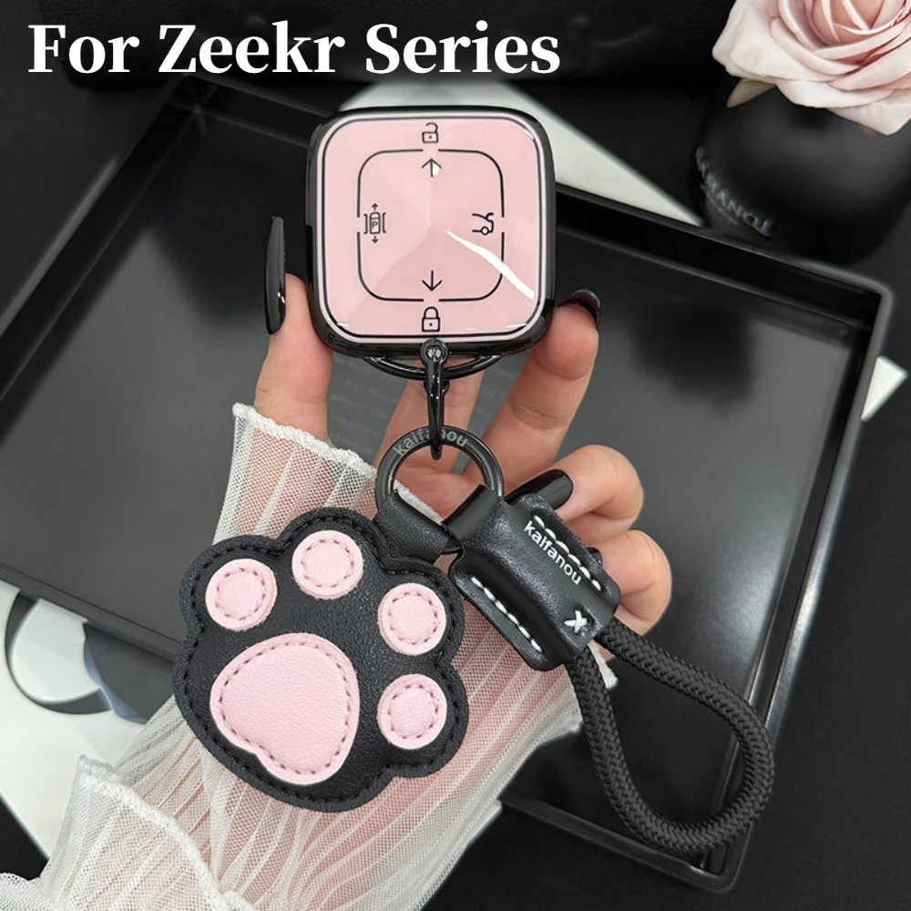 

TPU Car Key Case Cover For Zeekr 001 X 7X 9X 007 009 Protection Key Chain Keychain Holder Shell Fob Bag Interior Accessories